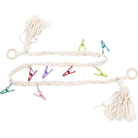 Hängende Aufbewahrungskette für Kuscheltiere, platzsparend, mit Clips und Haken, für Kinderzimmer, Beige (1/5)