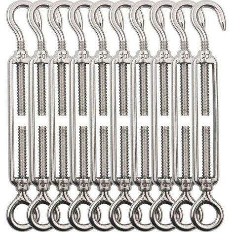 Tendeur Cable Crochet M5 (Crochet et oeil) . Tendeur Fil Acier / Tendeur Cable Inox en Acier Inoxydable 304 Pour Fil a linge . Cable Acier. Corde Acier -10 Pièces (1/5)