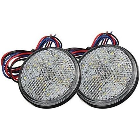 Pair Feux de Remorque LED, 12V Feu Arriere pour Remorque 2PCS remorque Voiture Feu de Freinage Réflecteur Rond LED Feu de Gabarit LED pour Camion de Moto Automobile (Blanc)