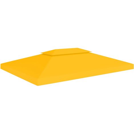 Pavillon-Dachplane mit Kaminabzug 310 g/m² 4x3 m Gelb vidaXL