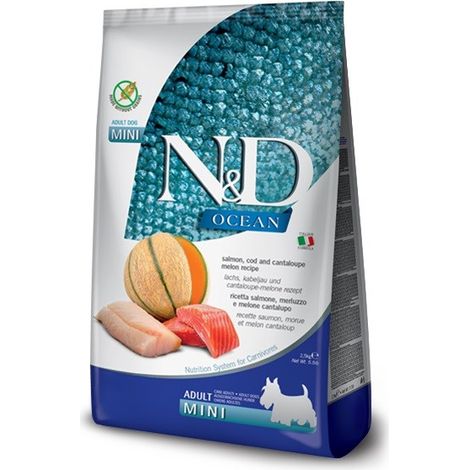 Farmina Dog N&ampD Ocean Adult Mini Salmone Merluzzo e Melone  - Farmina Dog N&ampD Ocean Adult Mini Salmone Merluzzo e Melone - Sacco Da 2,5 Kg (1/2)