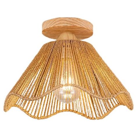 Lustre en rotin de style bohème, tissé à la main, convenant aux couloirs, chambres, cuisines, entrées et salons (marron, sans ampoule) (1/5)
