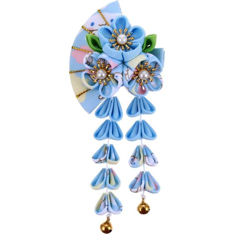 Pin À Cheveux - Fleur Avec Pompon - Style Kimono Japonais - Pour Femme - 1 Pièce (1/5)