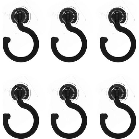Hochwertige selbstklebende Deckenhaken, ABS+AS, Weiß/Schwarz, 7,5 x 8,5 cm, 6er-Pack, einfache und rückstandsfreie Montage (1/5)