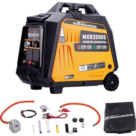3500W Dual Fuel Portable Inverter Generator,Electric Start,Petrol & Propane Powered,RV Ready for Travel Trailers Camping Outdoor Jobsits,Wheel&handle Kit maXpeedingrods