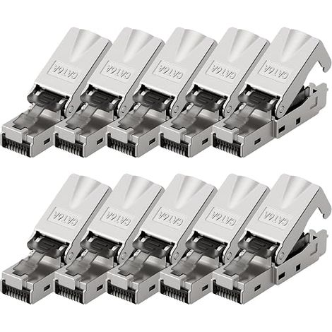 RJ45 Connector, CAT6A/6 Ethernet LAN Cable Connector Shielded (1/5)