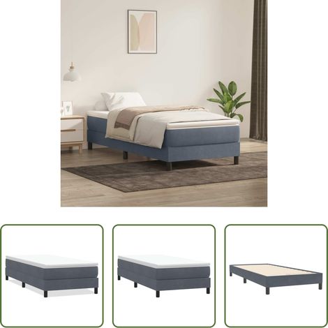Samt -  Boxspringbett ohne Matratze Dunkelgrau 80x220 cm Samt (1/5)