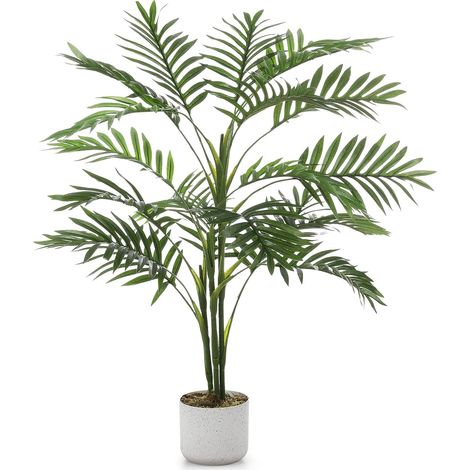 Palmier Artificiel Tropical 100cm, Feuillage Vert Réaliste en PEVA, Décoration Plante Artificielle Intérieur Et Extérieur (1/3)