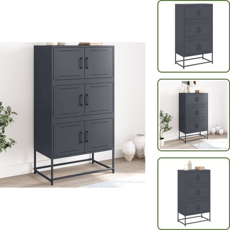 Buffet anthracite 68,5x38,5x123,5 cm acier - Buffet Industriel - Meuble Rangement - Armoire Métal - Buffet Design - Mobilier Salon (1/5)
