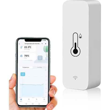 Hygromètre WiFi Smart Thermomètre, mini capteur numérique de température & d'humidité intérieure, capteur d'humidité à température ambiante pour sous sol en serre, compatible avec & (1/5)