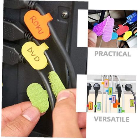 Etiquettes Cable - Nylon - 3,8 x 3 x 0,3 cm - Multicolore - Pour Gestion Câbles Électriques Audio Chargeurs - 20 Pièces (1/5)