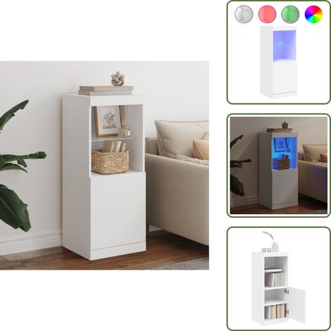 Sideboard mit LED-Beleuchtung Weiß 41x37x100 cm - Schreibtisch - Wohnzimmermöbel - Sideboard - Regal - TV-Stand (1/5)