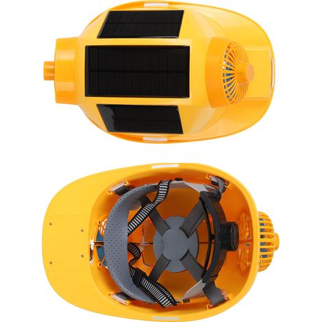 Casque de chantier à double ventilation avec éclairage solaire intégré, idéal pour les travaux de construction et de rénovation. (1/5)