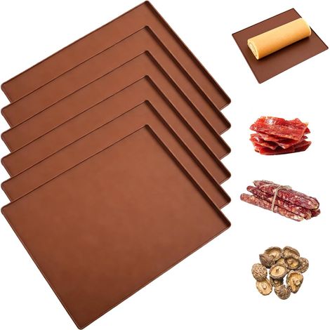 Tapis Silicone 6 Pièces, Tapis De Cuisson Silicone Pour Four Antiadhésif, Tapis Rouleau À Gâteau Swiss Roll Couleur Café, 31×26×8 cm, Micro-ondes Et Four Compatible, Facile À Nettoyer (1/5)