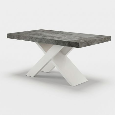 Tavolo pranzo design moderno allungabile base bianca 140/220x90 Roma - Nero