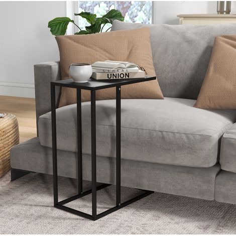 Table d’appoint en C 46x26x60 cm noire – pour canapé et lit (1/5)