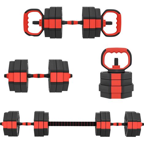 Ensemble d'haltères 6 en 1, réglables jusqu'à 25 kg, pour l'entraînement musculaire à domicile