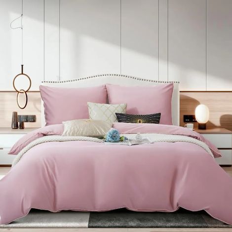 Linge de lit en satin Queen Premium 140x200 Poudre avec bordure dorée (1/5)