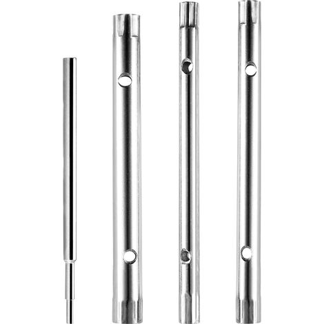 Lot de 4 clés à pipe pour tuyau, clé à pipe, double clé à douille pour installation, réparation, évier, robinet, lavabo (8 x 9 mm, 10 x 11 mm, 12 x 13 mm), avec 1 mandrin (1/5)