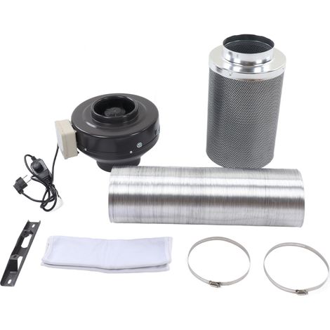Ventilateur de gaine avec filtre à charbon silencieux pour extraction d'air dans sous-sols salles de bain cuisines circulation ventilation 220-240V prise UE (1/5)