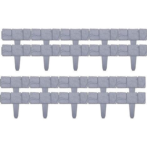 Bordure de clture de jardin en plastique effet pierre, parterre de fleurs, plantes de pelouse, panneaux de bordure décoratifs, 20 pièces (1/5)