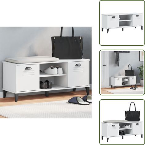 The Living Store Banco zapatero VIKEN madera de ingeniería blanco 106x35x45 cm - Madera de ingeniería