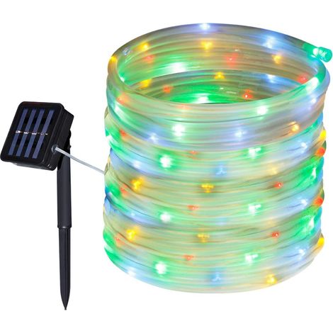 Guirlande Solaire Extérieure de Tuyau Lumineuse Etanche 8 modes d'éclairage Lampe Décoratives 100 LED 12M Multicolore (1/5)