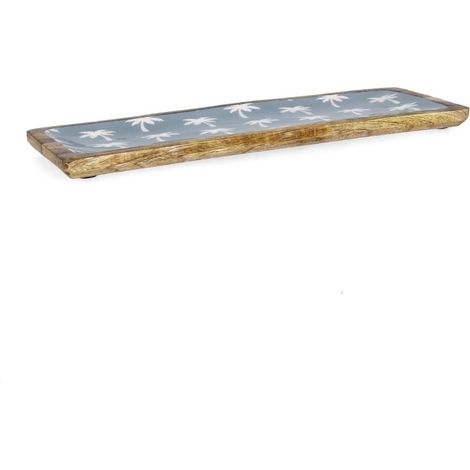 Bizzotto vassoio Keran azzurro con palme cm 45x15x2