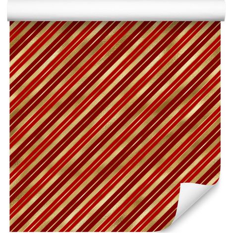 Papier peint à rayures de Noël rouges et oranges 50x1000 cm (1/5)