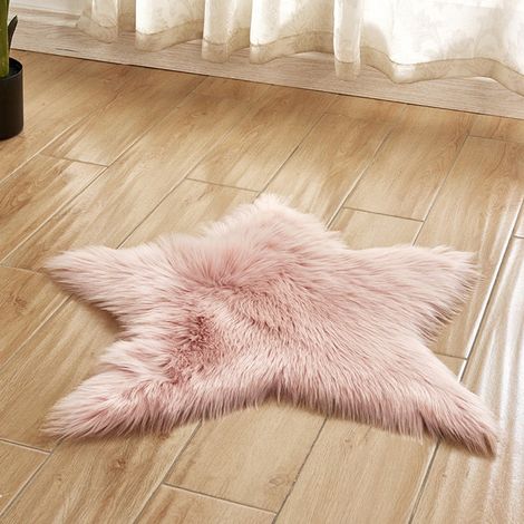 Tapis en fausse peau de mouton, housse de chaise moelleuse en fausse fourrure, tapis en peluche à motif étoiles, tapis de sol antidérapant pour salon, chambre et chambre d'enfant, 60 cm