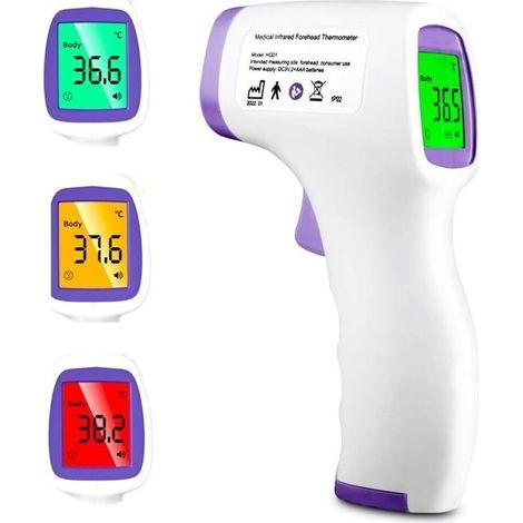 Thermomètre Infrarouge Sans Contact -Mesure Frontale Instantanée (1s) avec Écran LCD Rétroéclairé - Alarme Fièvre - pour Bébé/Adulte (1/5)