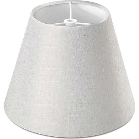 Abat-jour en lin blanc, petit modèle, 12,7 cm de diamètre en haut x 22,9 cm de diamètre en bas x 17,8 cm de hauteur (blanc avec fils dorés) (1/5)