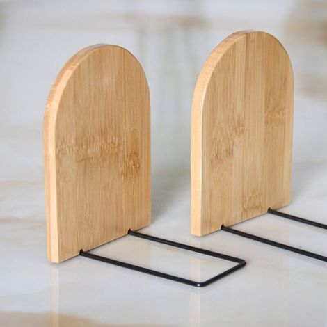 (13×9.5cm) 2 Pièces Serre Livre en Bois, Presse Livre Antidérapante, Bloc Livre, Étagère à Livres, Séparateur de Livre, Support de Livres pour Bureaux, Écoles, Librairie et Bibliothèque (1/5)
