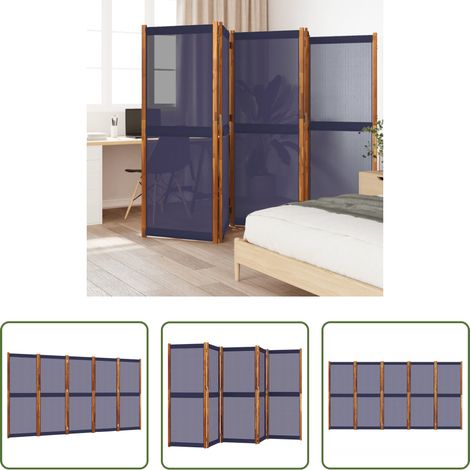 Cloison bois - Cloison de séparation 5 panneaux bleu foncé 350x180 cm (1/5)
