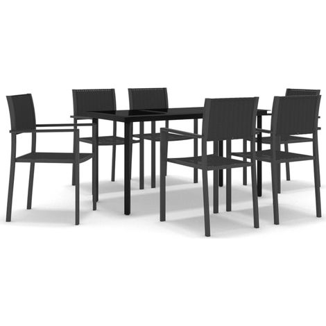 Maison Exclusive - 7-tlg. Garten-Essgruppe Schwarz