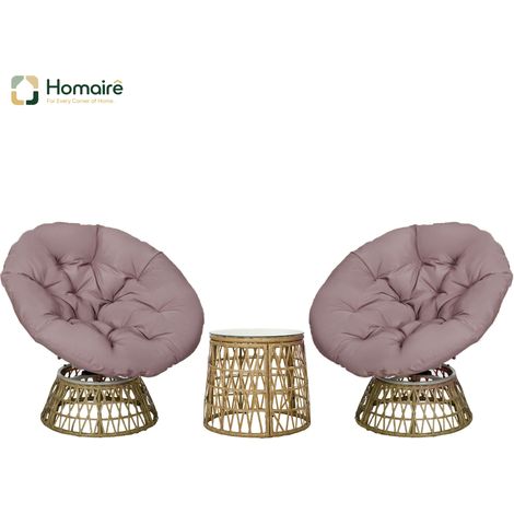 HOMAIRE Set de mobilier de jardin 3 pièces Bistro avec table basse et 2 chaises, groupe de salon de jardin avec coussins, mobilier de balcon pour terrasse en jaune