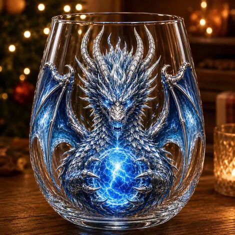 Verre à whisky 3D en cristal, motif dragon mythique, orbe fantastique, idéal pour les cocktails et la décoration de bar. Cadeau parfait. (1/5)