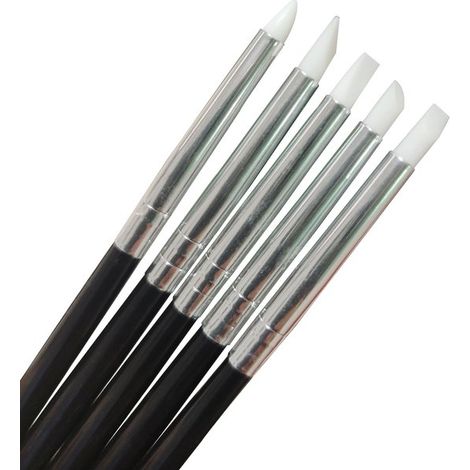 Set di 5 pennelli in silicone - 155 × 37 mm - Pennelli professionali in silicone - Adatti per pittura digitale, scultura, ceramica fai da te, artigianato, traforo e stampa a rilievo - Nero (1/5)
