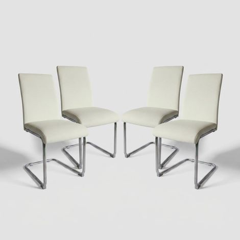 Set mit 4 zeitgenössischen Wohnzimmerstühlen Moiré - Weiß