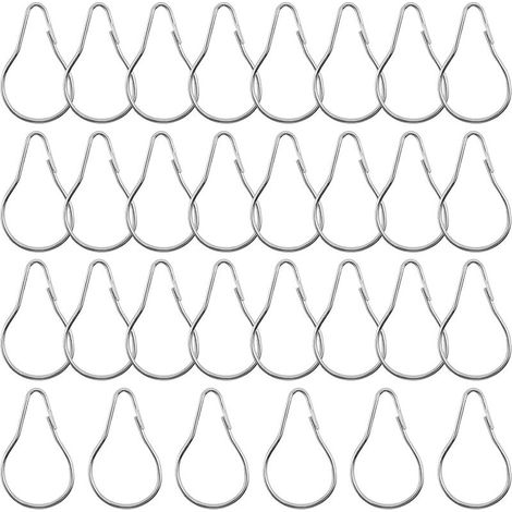 30 Stück Gardinenringe, Duschringe, Metallgardinenringe, offene Gardinenringe, für Gardinen, Duschstangen (Silber) (1/5)
