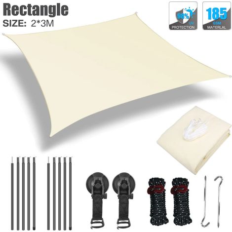 (2x3m Beige) Auvent pour camping-car, résistant aux UV et imperméable, avec poteaux en alliage d'aluminium (1/5)