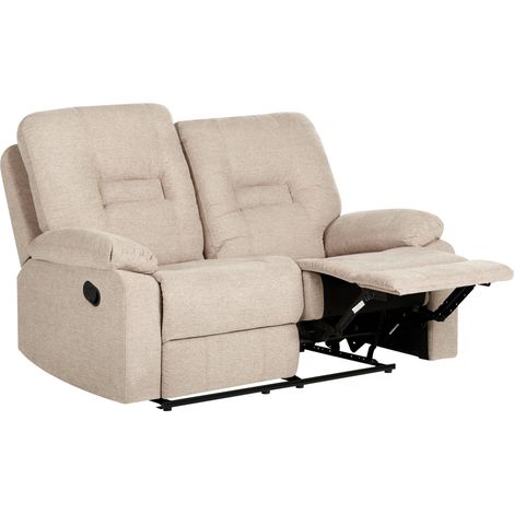 Sillón reclinable de poliéster beige reposapiés respaldo Bergen (1/5)