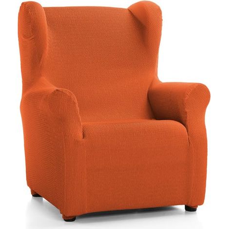 Housse de Fauteuil à Oreilles matelassée Ultra ajustée - Housse de Fauteuil à Oreilles Extensible en Couleur Orange - fabriquée en Espagne (1/4)