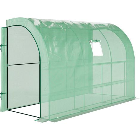 GagaSerre de jardin avec bache plastique anti-UV 3 etages portes zippees vert (1/5)