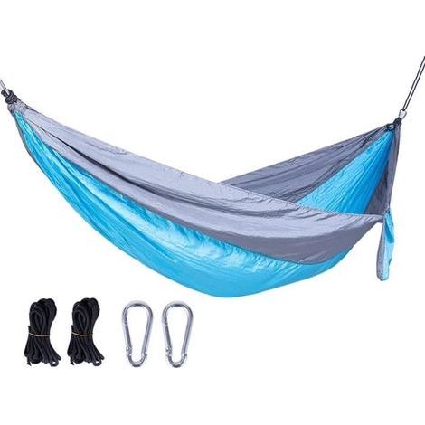 Portable Camping Hammock: Lightweight Parachute Nylon, Single & Double, with Carabiners and Safety Rope