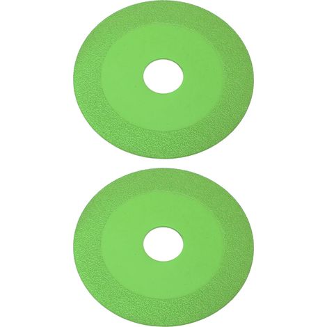 2 Pcs Glass Cutting Disc 22mm ID 100mm OD 15mm Sand Width 1mm Thick Diamond Saw Blade for Tile Crystal Wine Bottle Green