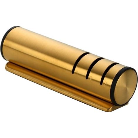 3-stufiger Messerschärfer, professioneller Küchenschärfstein, Schleifstein, Wolfram-Diamant-Schärfstein, Edelstahlwerkzeug (Gold) (1/4)