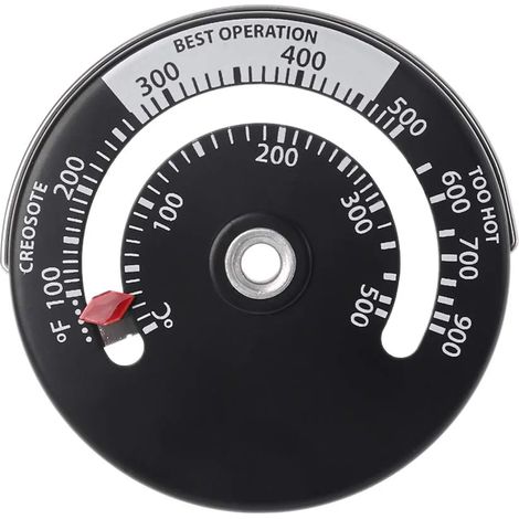 QAZQA Thermomètre de Poêle Magnétique Thermomètre de Tuyau de Poêle à Feu pour Le Compteur de Température pour Tuyau de Cheminée en Bois Rond Four (1/4)