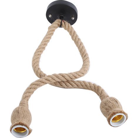 Douille E27 1.5m Câble Chanvre DIY Suspension Décoration Porte-Ampoule (2 douilles) (1/5)