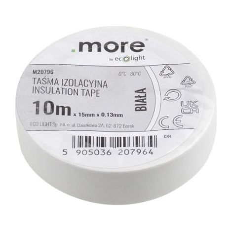 Ruban isolant électrique blanc 15 mm x 10 m Ecolight